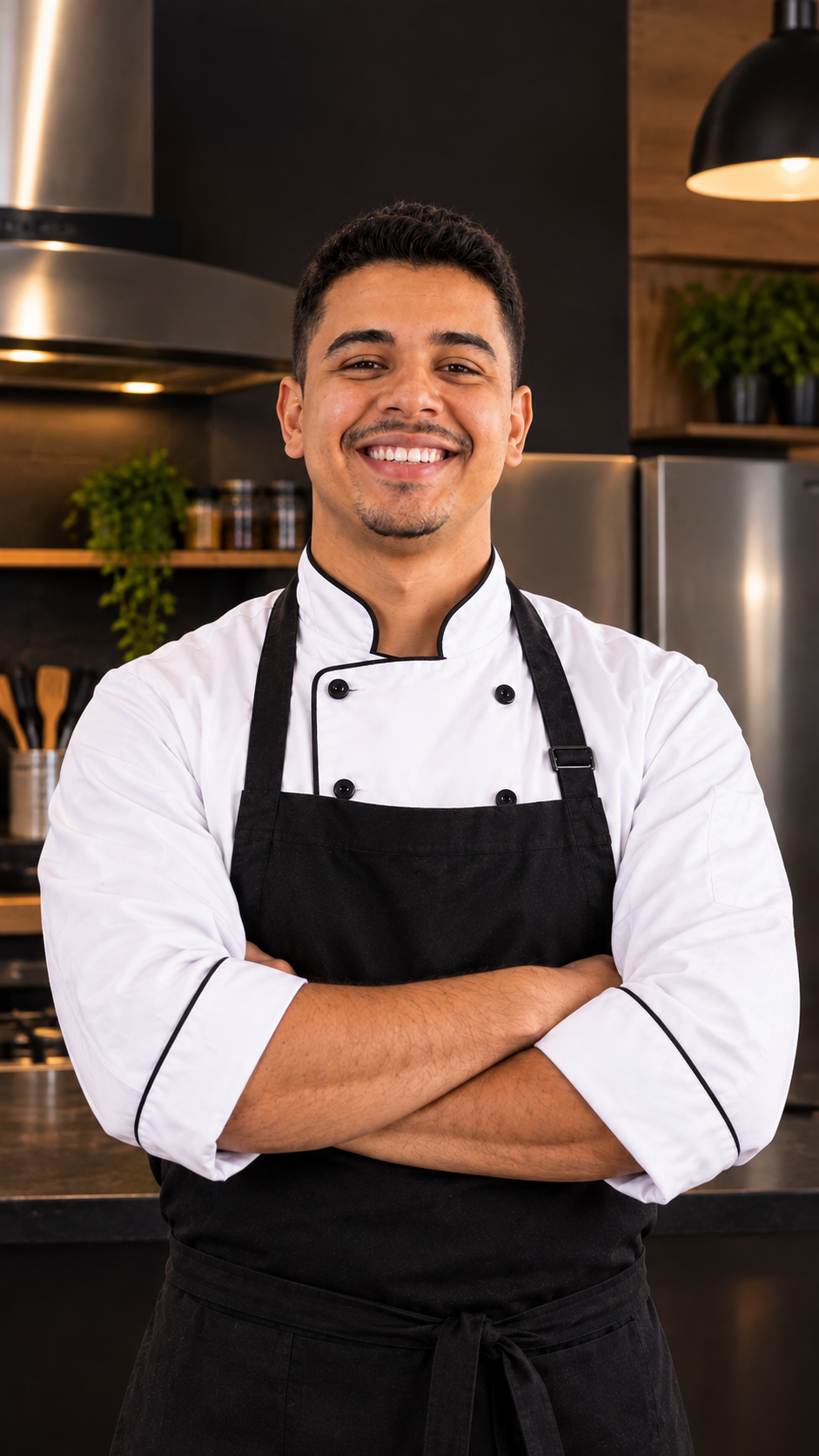 Chef Lucas, criador do método Geladinho Gourmet Perfeito, na cozinha